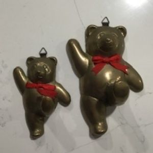 Vintage Brass Teddy Bear Hooks